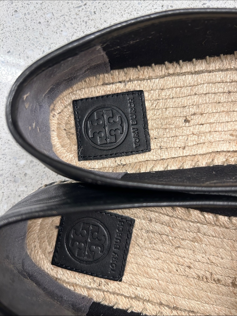 Tory Burch Black Leather Espadrille Flats with Jute Trim size 10.5 - Picture 9 of 12